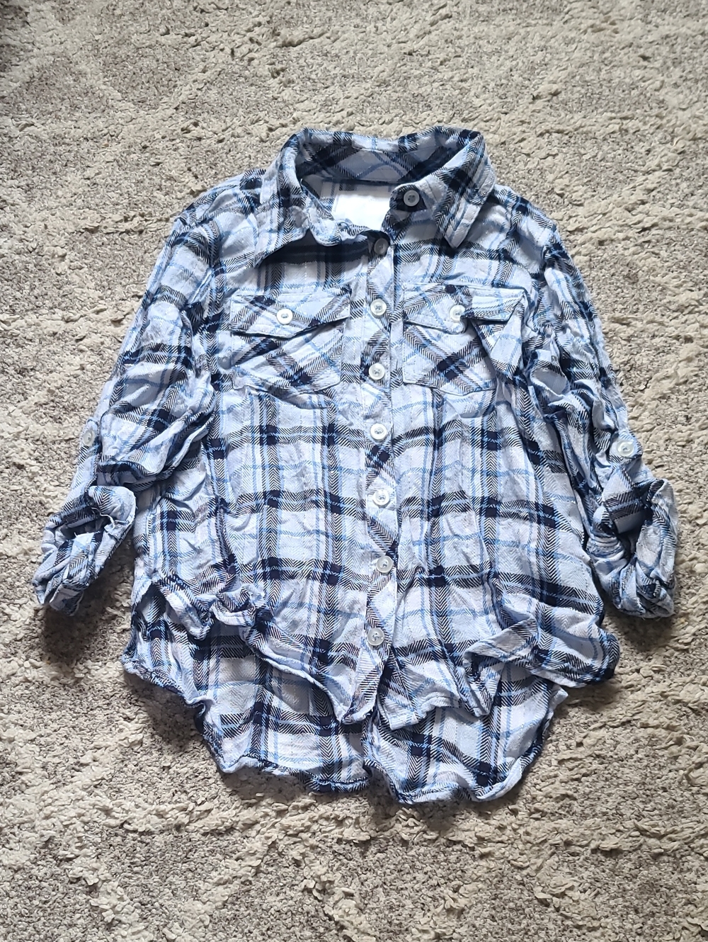 10 for $25 - Justice Girls 5 Blue, White & Plaid Button Up Long Sleeve Shirt